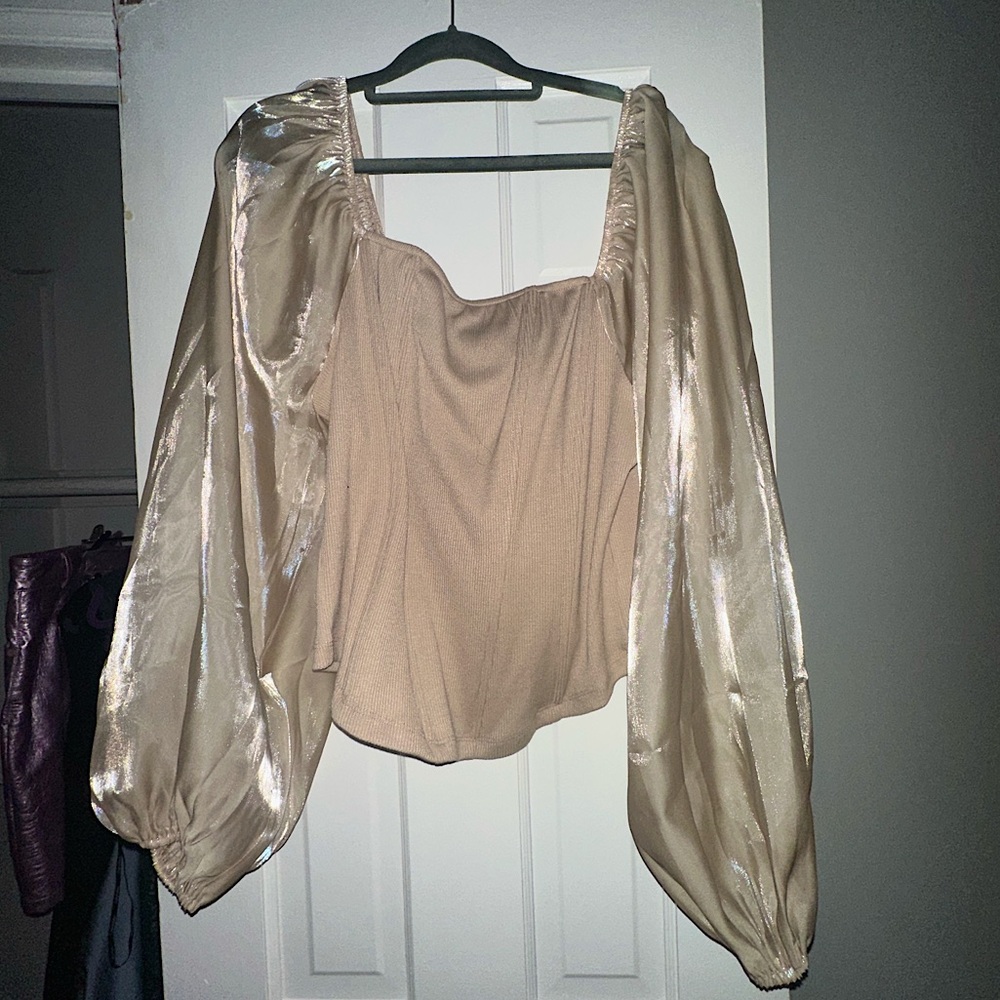 Ona Organza Sleeve Corset Top in Taupe. Size 2x. Tags still attached- worn once